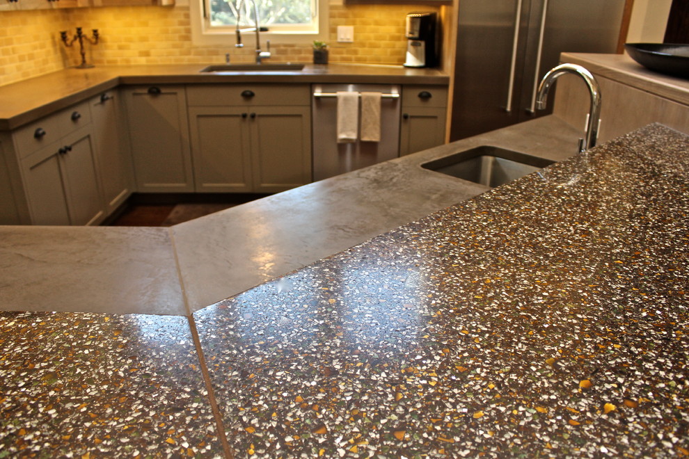 Recycled Glass & Concrete Countertop - Custom Colors - Contemporary