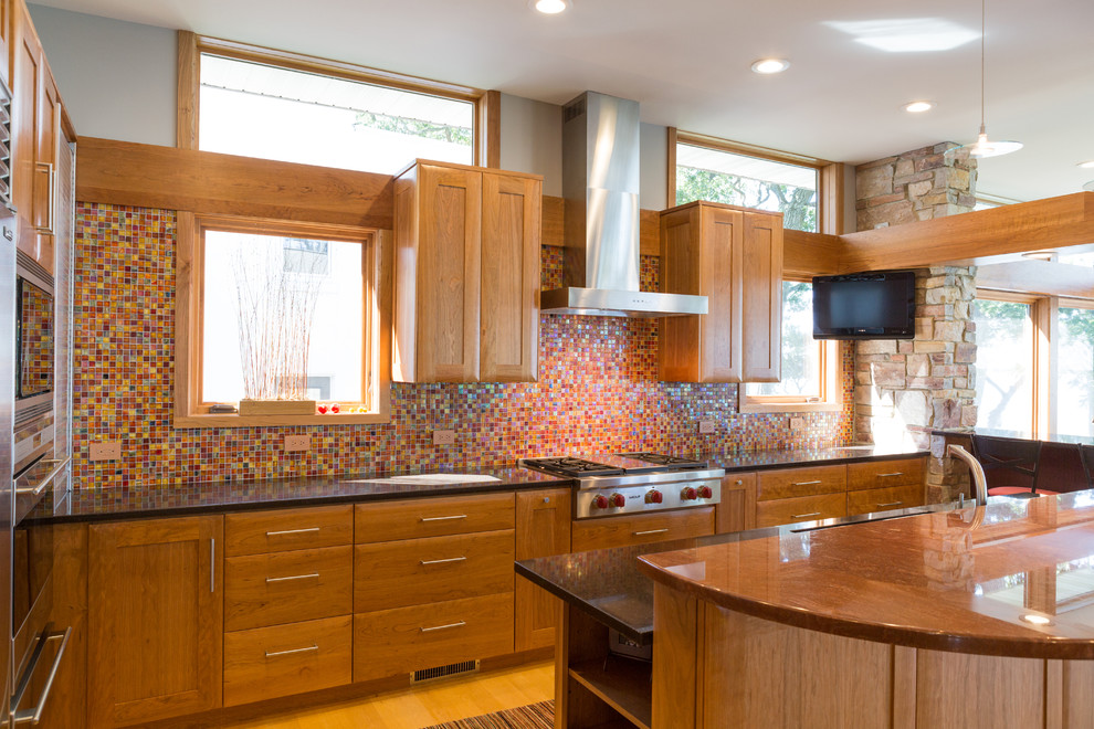 Red Glass Tile Backsplash Craftsman Kitchen Other by Eco