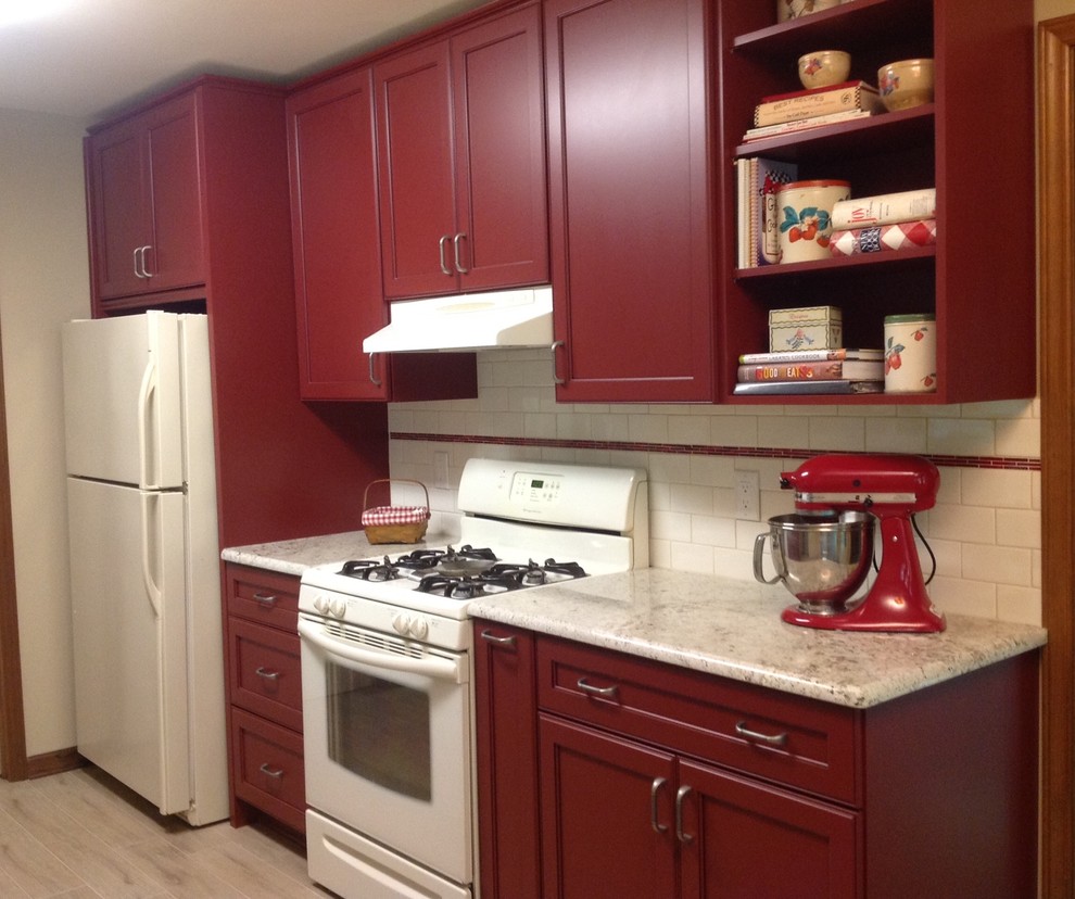 red retro kitchen Midcentury Kitchen Raleigh by Roberta Frank