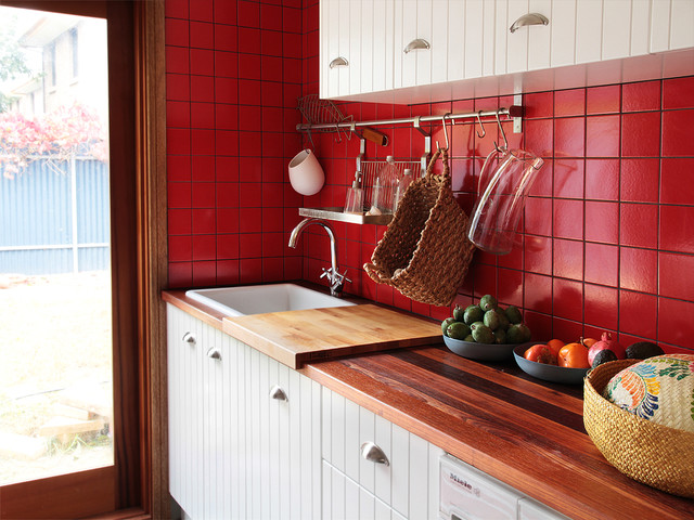 Red Splashback Kitchen - Traditional - Kitchen - Adelaide - by Trend