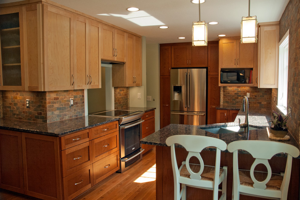 Removing wall between kitchen and dining room after Traditional
