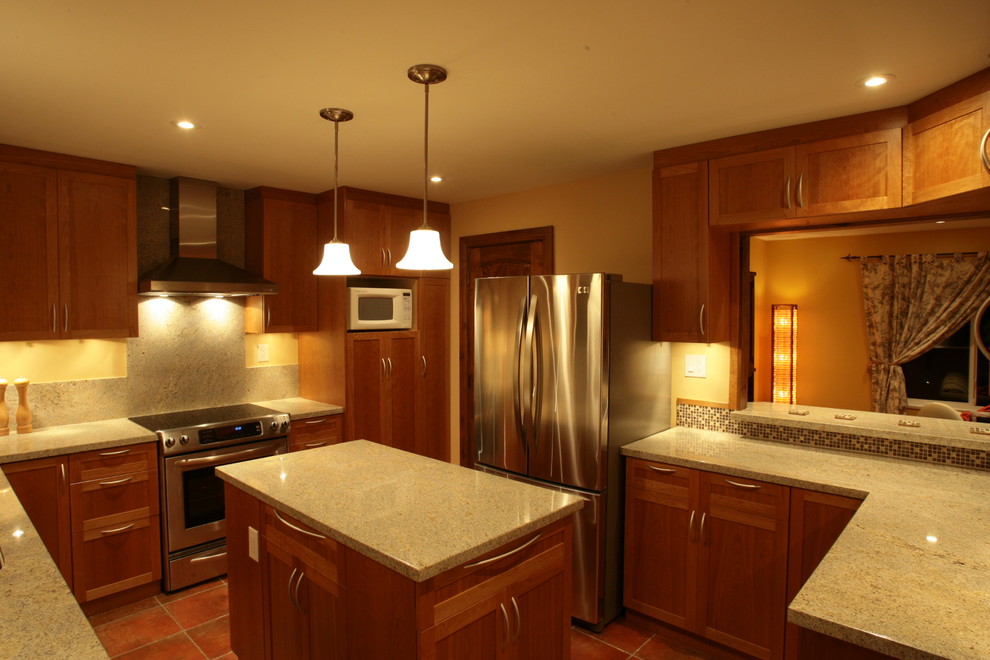 Example of a transitional kitchen design in Vancouver