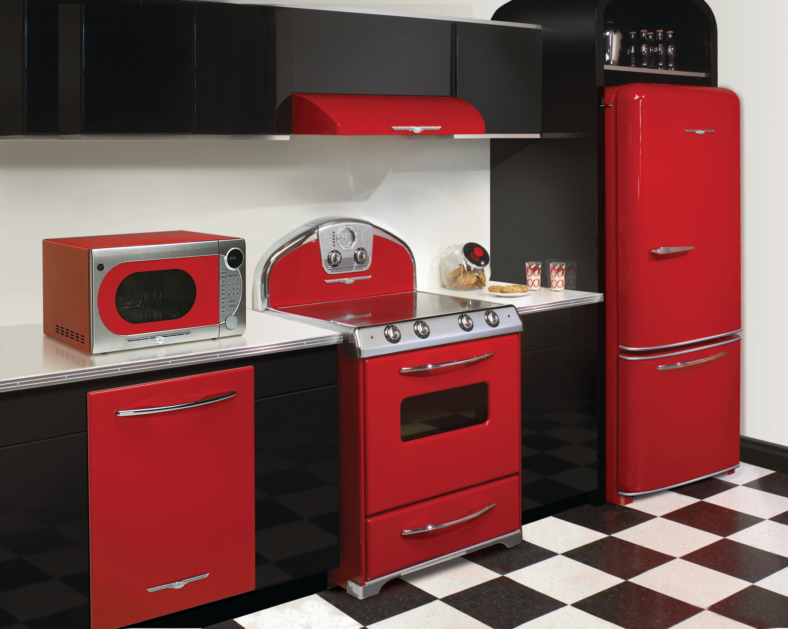 Candy red appliances give your kitchen another classic retro look that you  can customize fro…