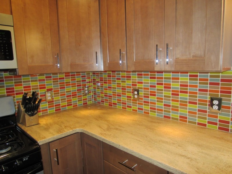 Retro Mosaic Backsplash Contemporary, Retro Kitchen Tile Backsplash