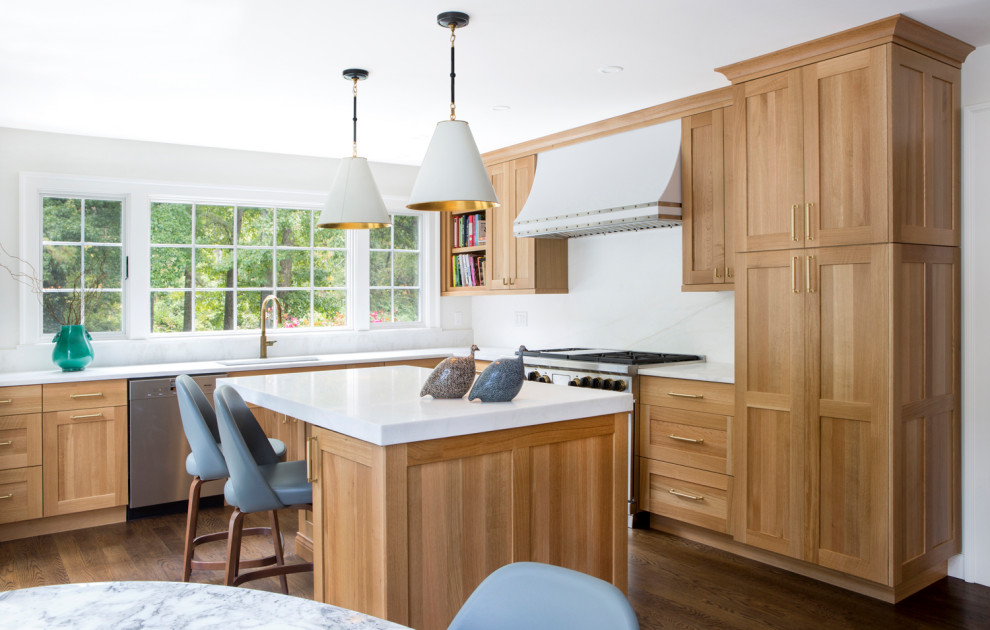 Rift Cut White Oak and Brass Beauty Kitchen Transitional Kitchen