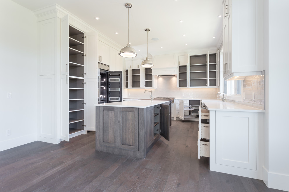 Rift cut white oak Island, White shaker style Kitchen Transitional Kitchen Calgary by Rift cut white oak Island, White shaker style Kitchen Transitional Kitchen Calgary by