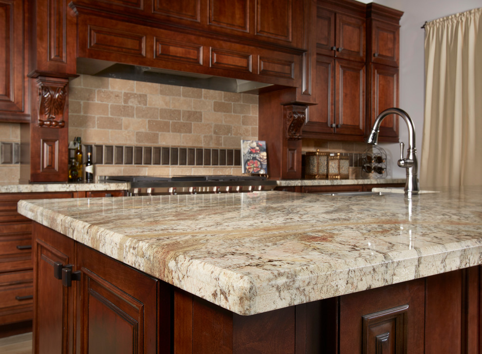 River Bordeaux Granite Kitchen Countertop Island - Traditional