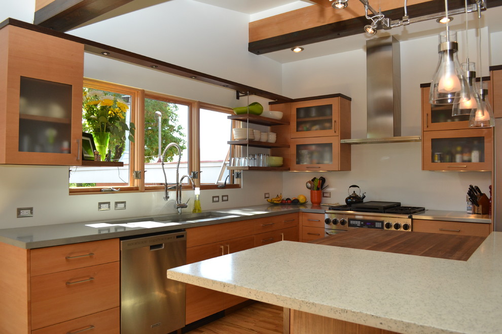 Inspiration for a contemporary kitchen remodel in Albuquerque with stainless steel appliances