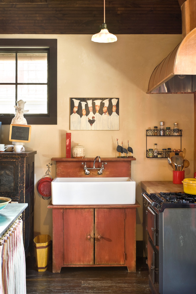 Inspiration for a rustic kitchen remodel in Denver with a farmhouse sink