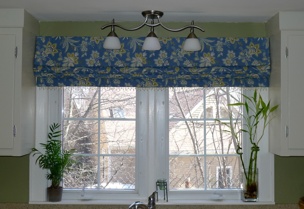 Roman Shade Valance Transitional Kitchen Boston by User Houzz