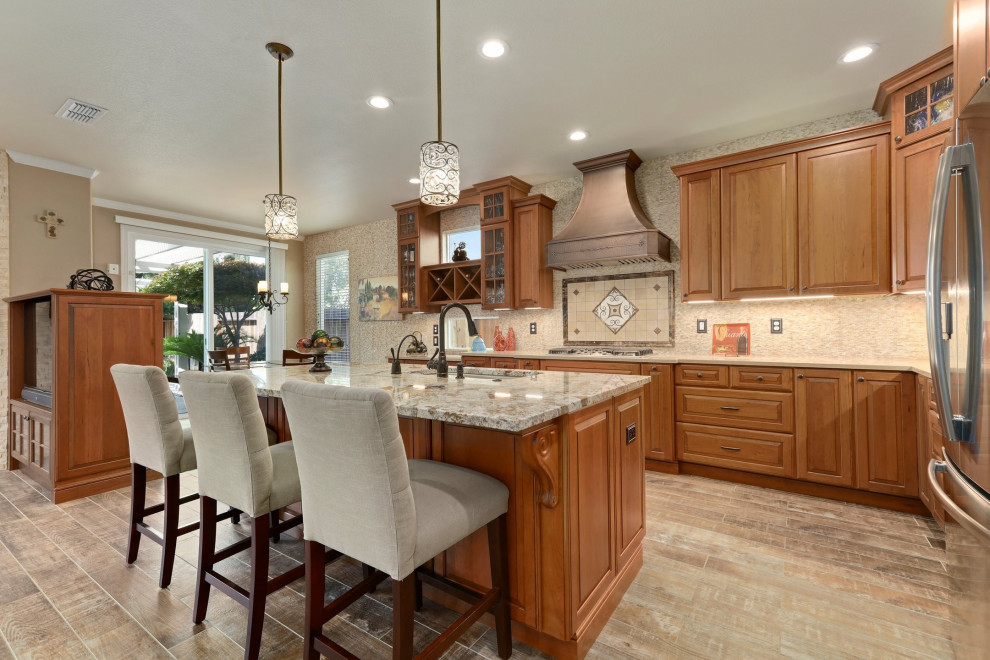 ROTATED & RECONFIGURED ISLAND, CORNER PANTRY REMOVED Traditional