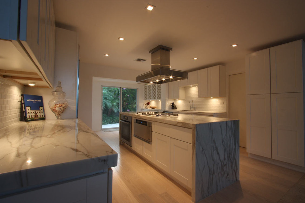 Royal Stone & Tile in Los Angeles Calacatta Marble Kitchen and Subway