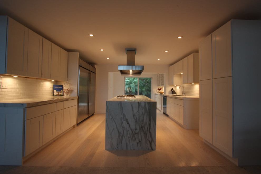 Royal Stone & Tile in Los Angeles Calacatta Marble Kitchen and Subway