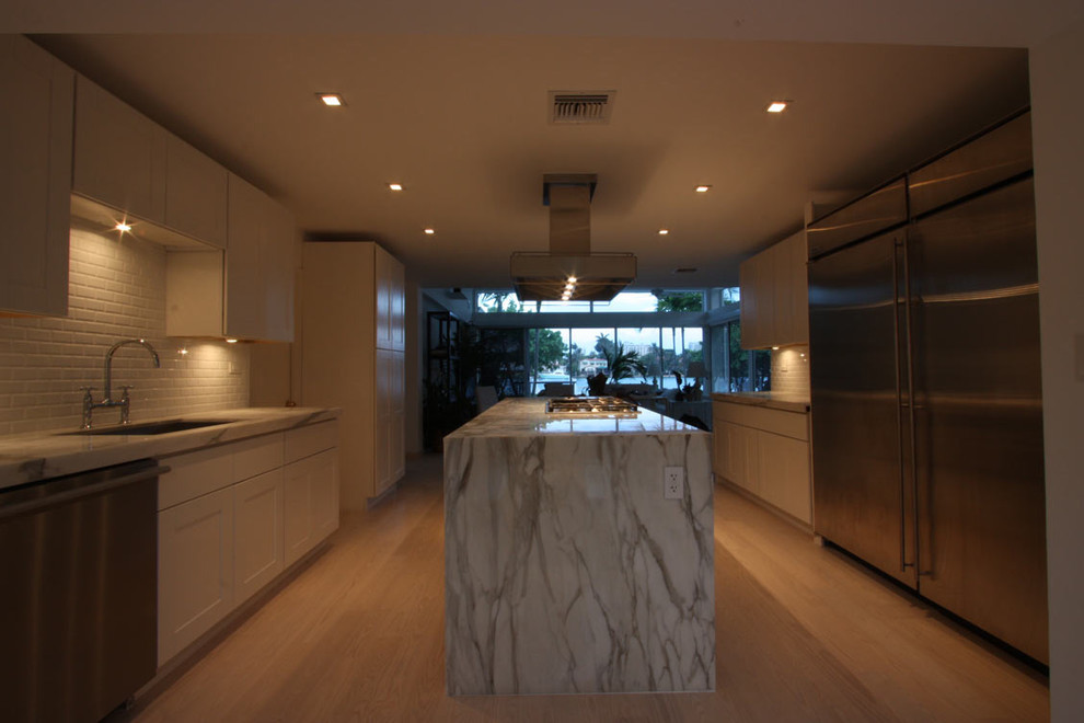 Royal Stone & Tile in Los Angeles Calacatta Marble Kitchen and Subway Tile Contemporary