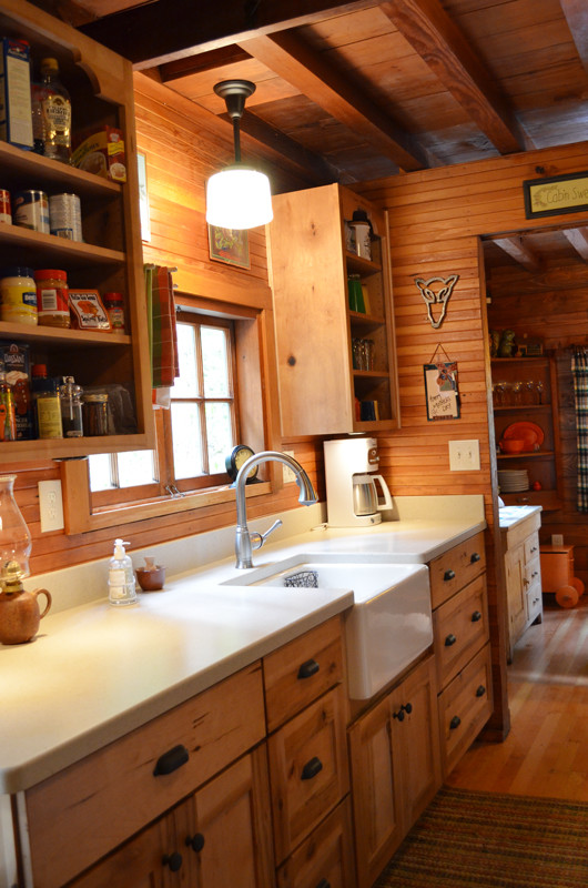 Photo of a rustic kitchen in Portland.