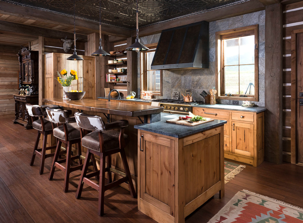 Rustic Colorado Timber Frame Home The Steamboat Springs Residence Kitchen Rustic Kitchen