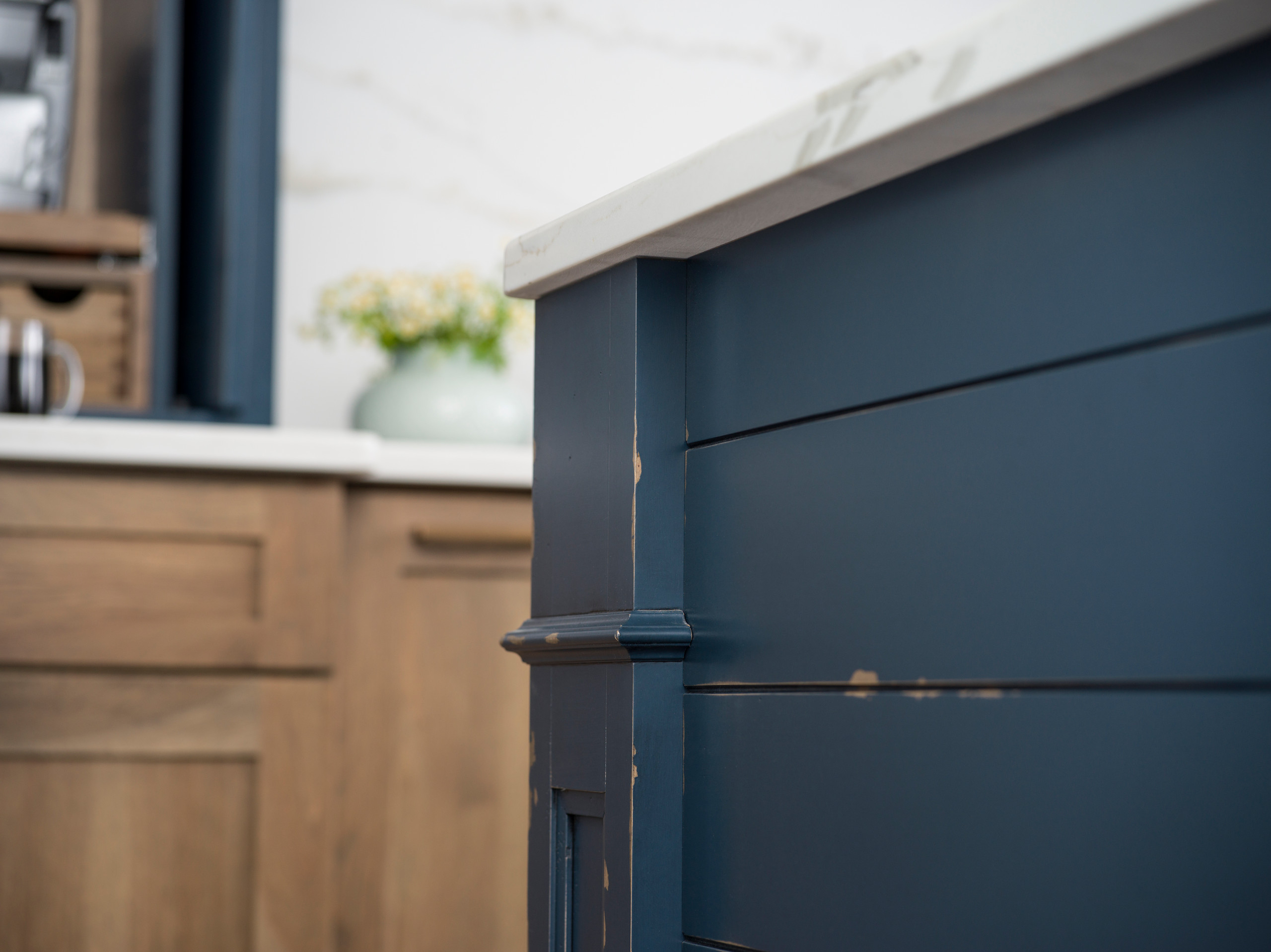 Rustic Heritage Paint Modern Farmhouse Kitchen Island In Navy Blue With Shiplap Farmhouse Kitchen Manchester By Dura Supreme Cabinetry Houzz