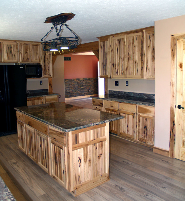 Rustic Hickory Kitchen Cabinets, Amish Country Ohio Kitchen Island