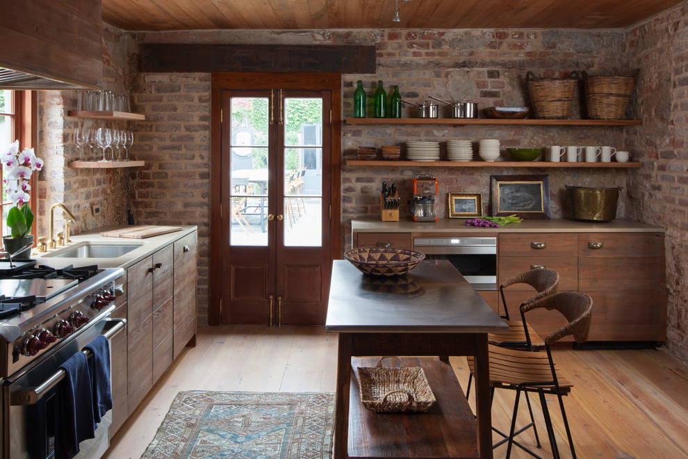 Photo of a rustic kitchen in Charleston.