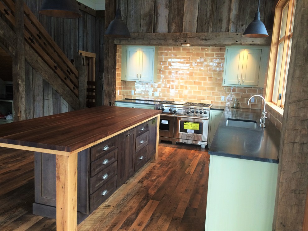 This is an example of a rustic kitchen in Seattle.