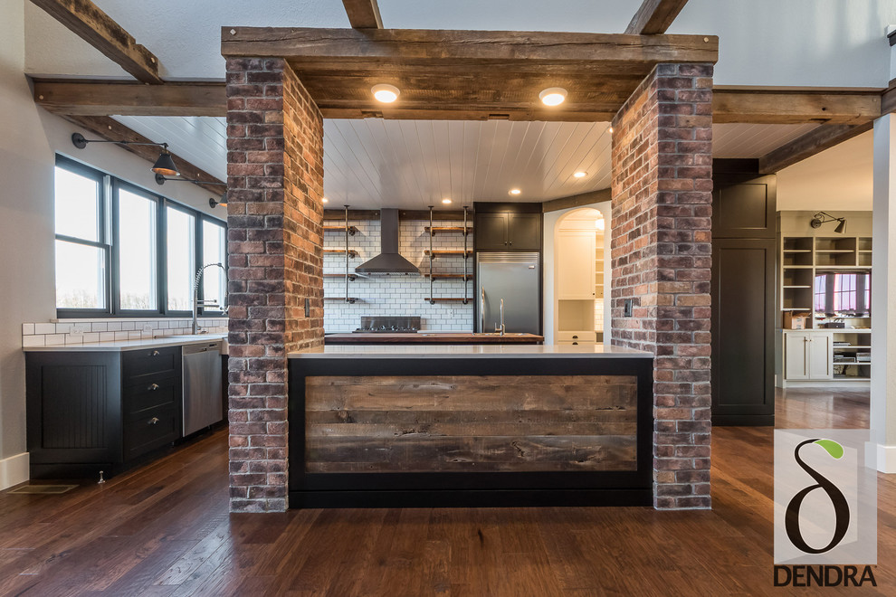Rustic Modern Brick accents with reclaimed wood Contemporary