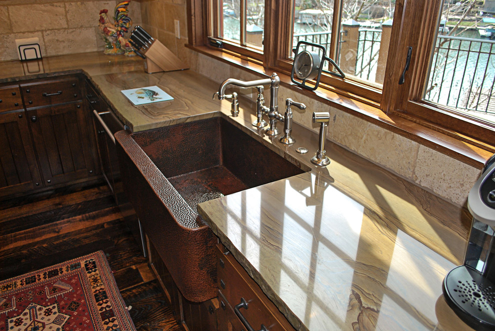 Rustic Refined Lakehouse Craftsman Kitchen Kansas City by Semco