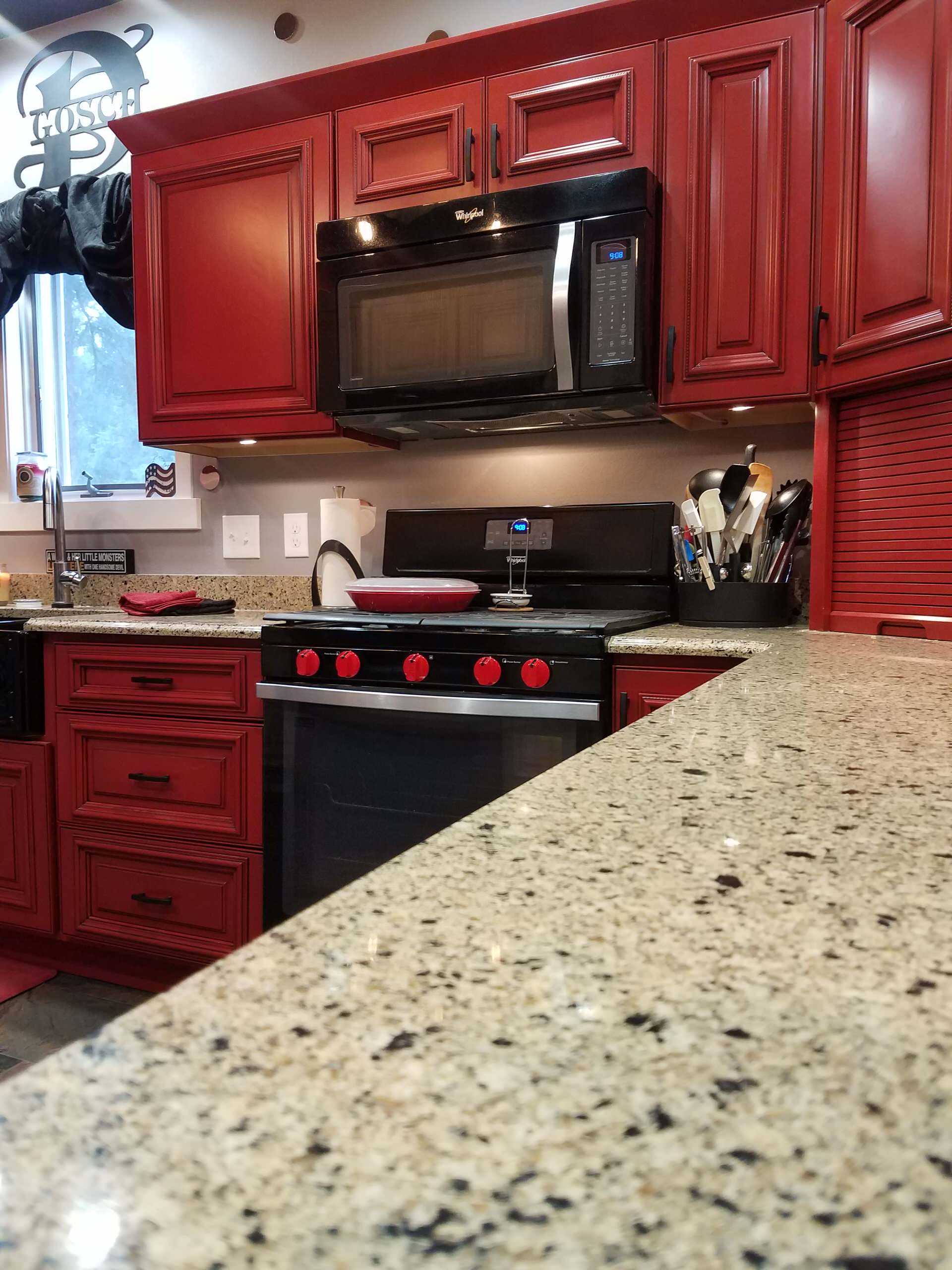 75 Beautiful Kitchen With Red Cabinets And Brown Countertops Pictures Ideas December 2020 Houzz