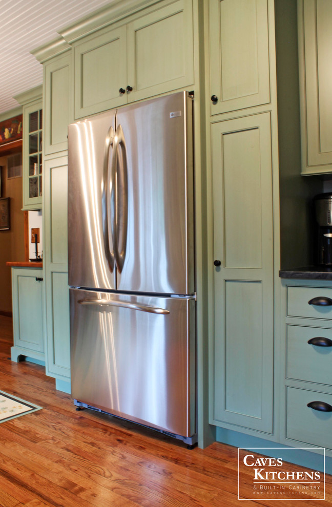 Sage Green Country Cottage Kitchen with Farmhouse Sink ...