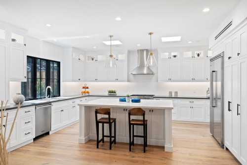 modern kitchen with under cabinet LED lighting