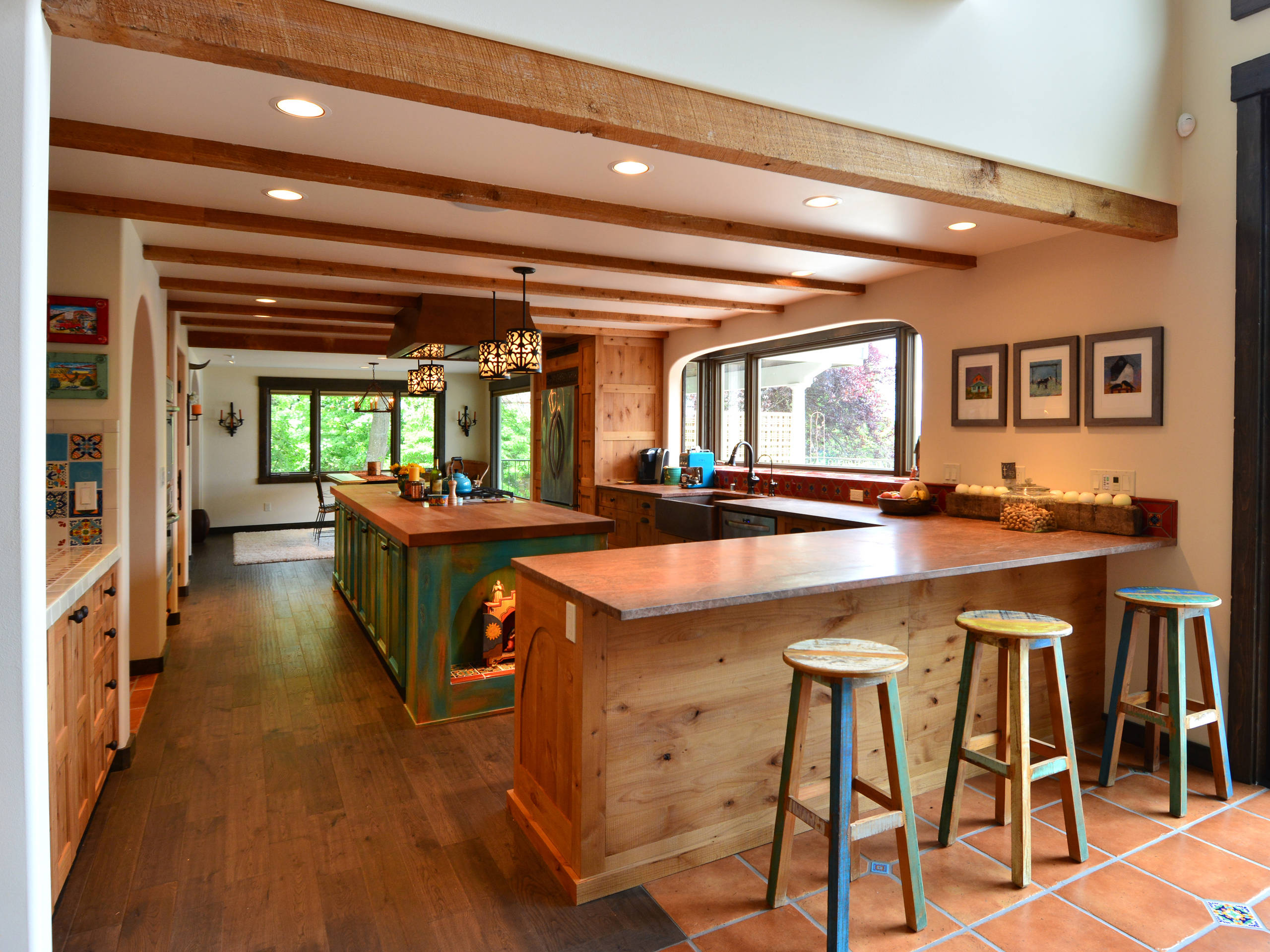 Oro Valley Kitchen with a Turquoise Island - Southwest Kitchen