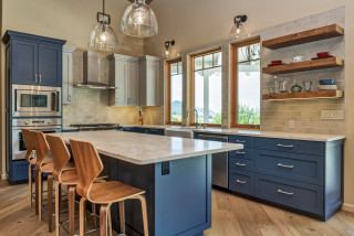 75 Kitchen with Blue Cabinets and Colored Appliances Ideas You'll Love -  January, 2024