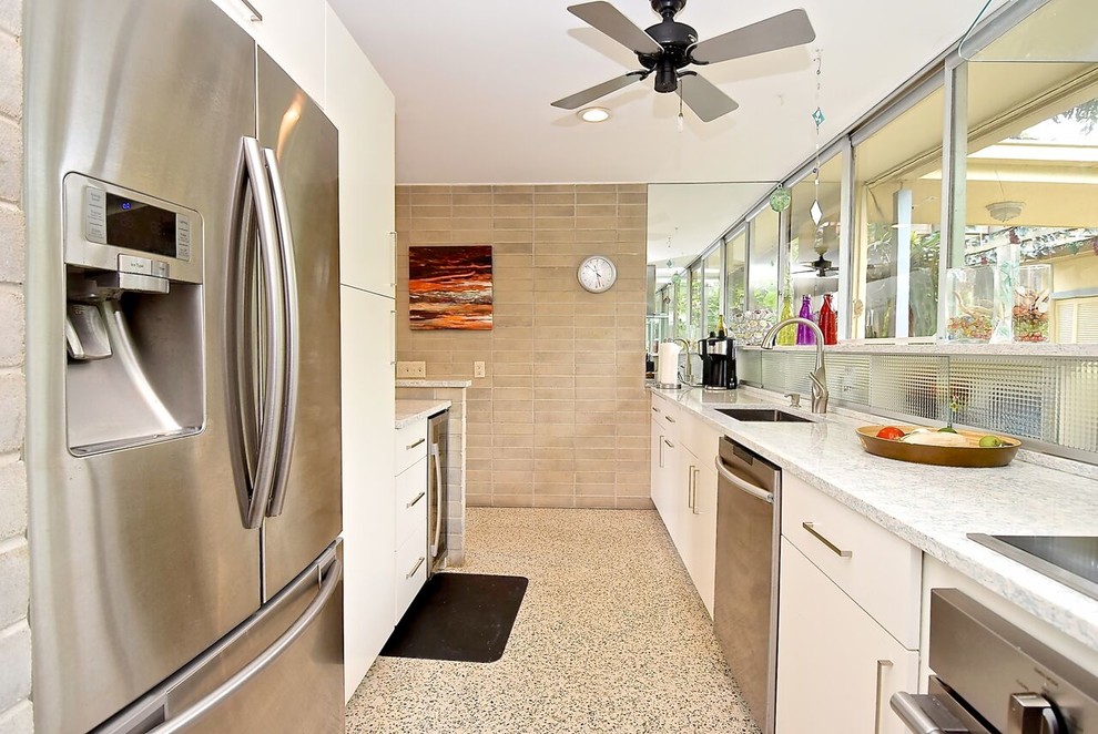 Sarasota Modern Kitchen With Terrazzo Floors Midcentury Kitchen 
