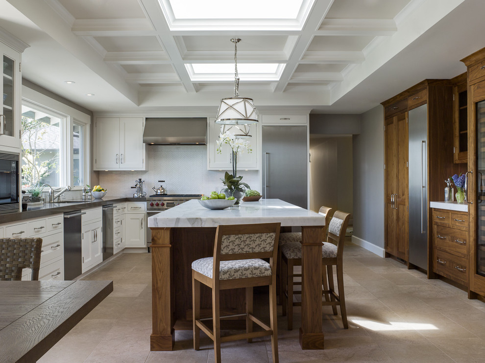 Example of a classic kitchen design in San Francisco with stainless steel appliances