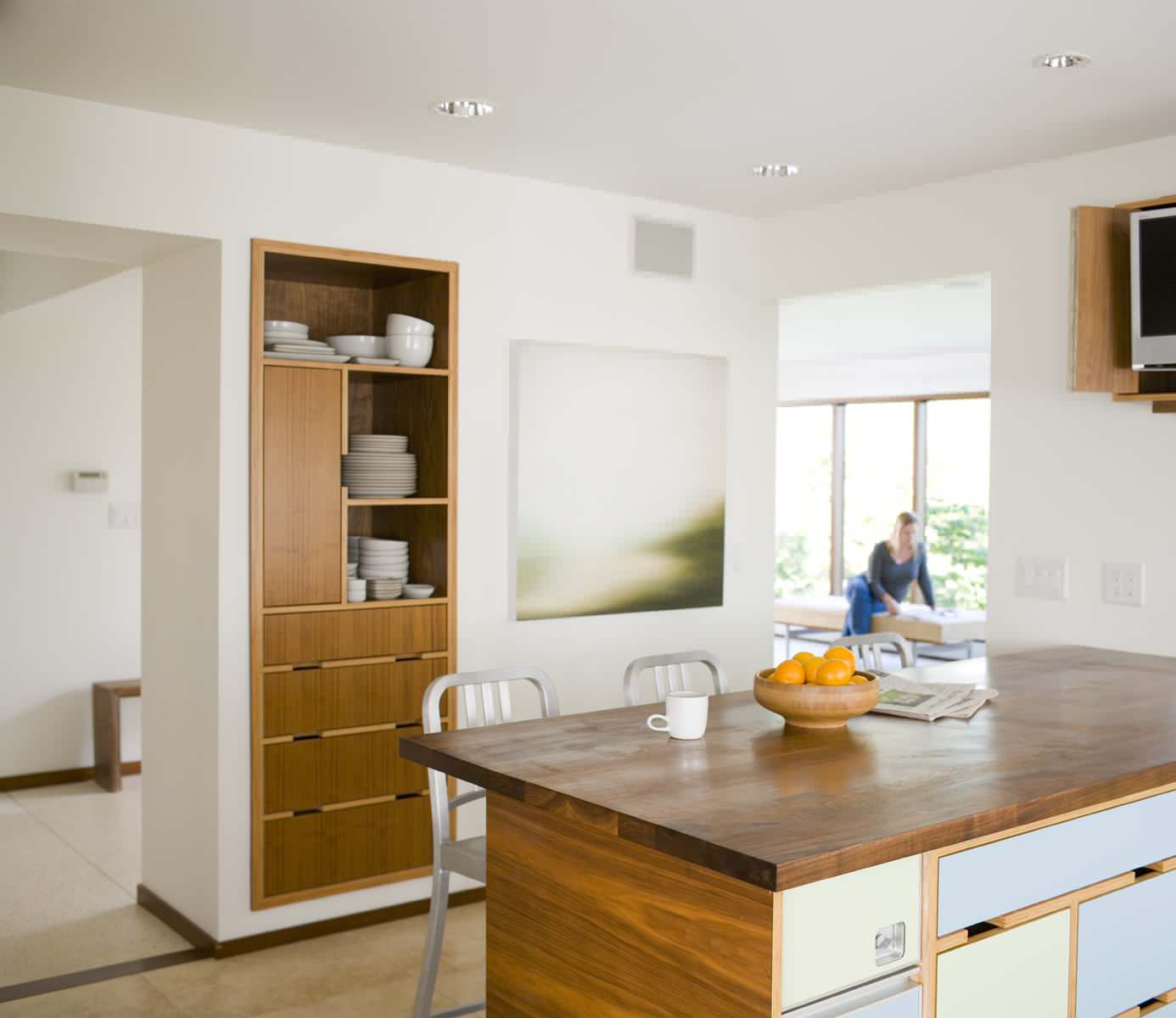 ホワイト木彫キッチンカウンター