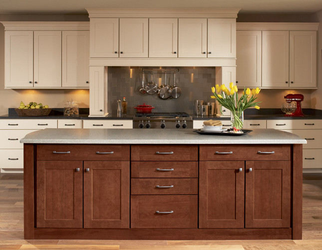 Inspiration for a large traditional single-wall kitchen in Seattle with an island and shaker cabinets.