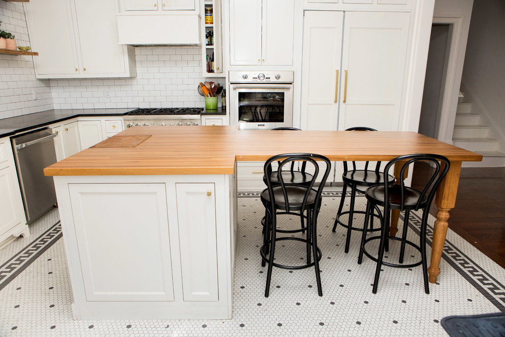 Sinker Cypress Kitchen Island w/ Inset End Grain Cutting Board