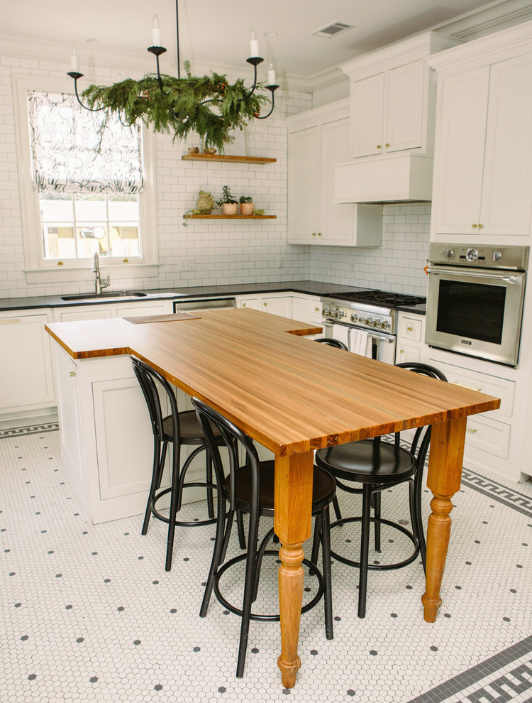 Sinker Cypress Kitchen Island w/ Inset End Grain Cutting Board