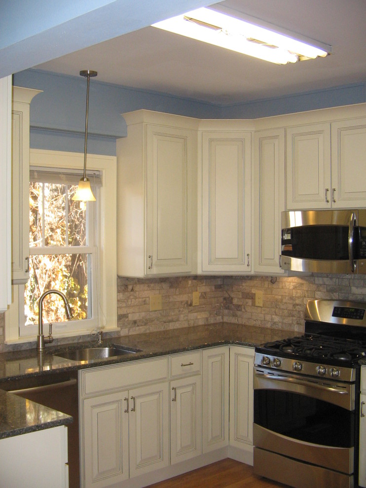 Sky Blue Kitchen with Linen Traditional Kitchen