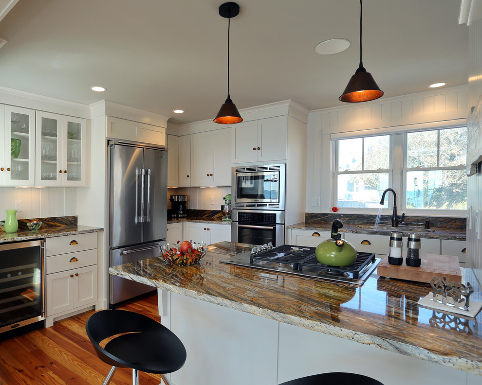 Beach style kitchen photo in Boston