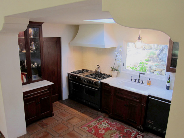 Small Spanish Style Kitchen In Santa Barbara Home Mediterranean Kitchen Santa Barbara By Santa Barbara Home Design Houzz