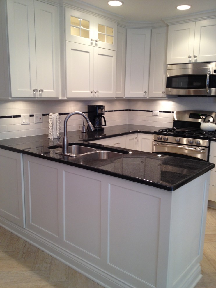 Small Ushaped White, Custom, Painted Kitchen in Skokie, IL