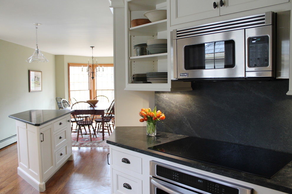 Soapstone countertop and backsplash Traditional Kitchen New York