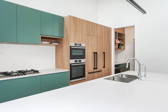 Soft Green & Timber Grain Kitchen - Contemporary - Kitchen - Sydney ...