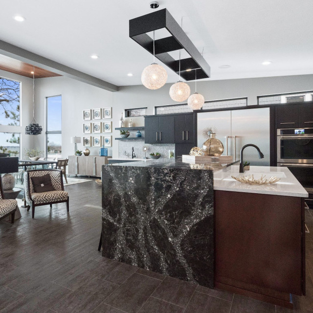 Sophisticated HighContrast Kitchen with Cambria Ellesmere and Torquay