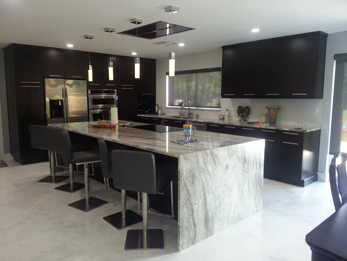 Modern Kitchen with White Granite Counter Top and Cutting Board · Creative  Fabrica