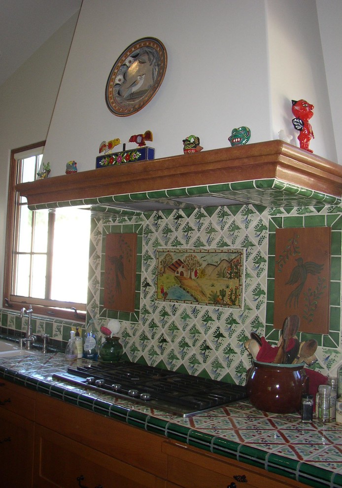 Southwest kitchen photo in Santa Barbara with shaker cabinets