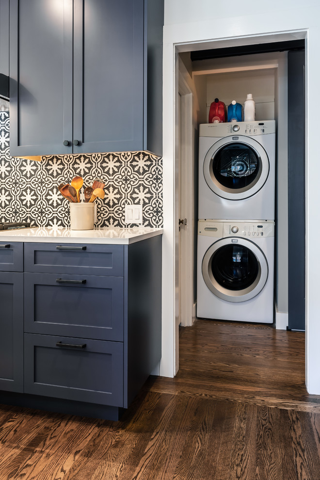 Hidden Stacked Washer/Dryer Made Room for the Enlarged Kitchen