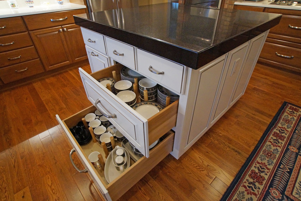 Stain with Glaze Kitchen and Painted Island Traditional