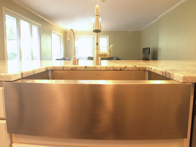 Stainless Steel Farm Sink Transitional Kitchen New York By   Stainless Steel Farm Sink Kraftmaster Renovations Img~ea81f420026873d1 4 5270 1 C4c0e25 