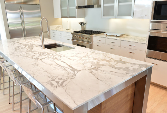 Statuario Marble Kitchen - Contemporary - Kitchen - Dallas - by Aria ...